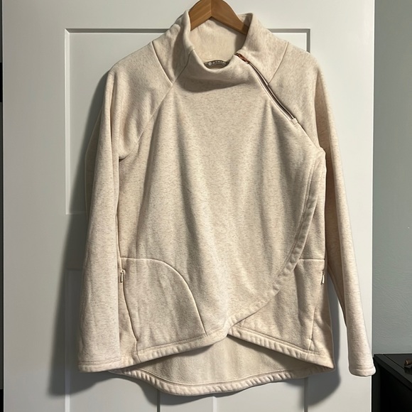 Athleta asymmetric zip sweater sweatshirt medium cream - Picture 1 of 6